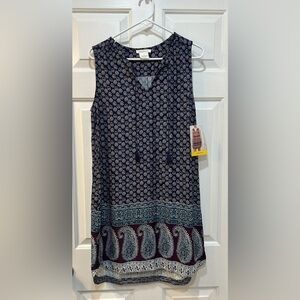 BeachLunchLounge Sleeveless Gigi Shift Dress NWT V-Neck Tassel Tie Women Sz M